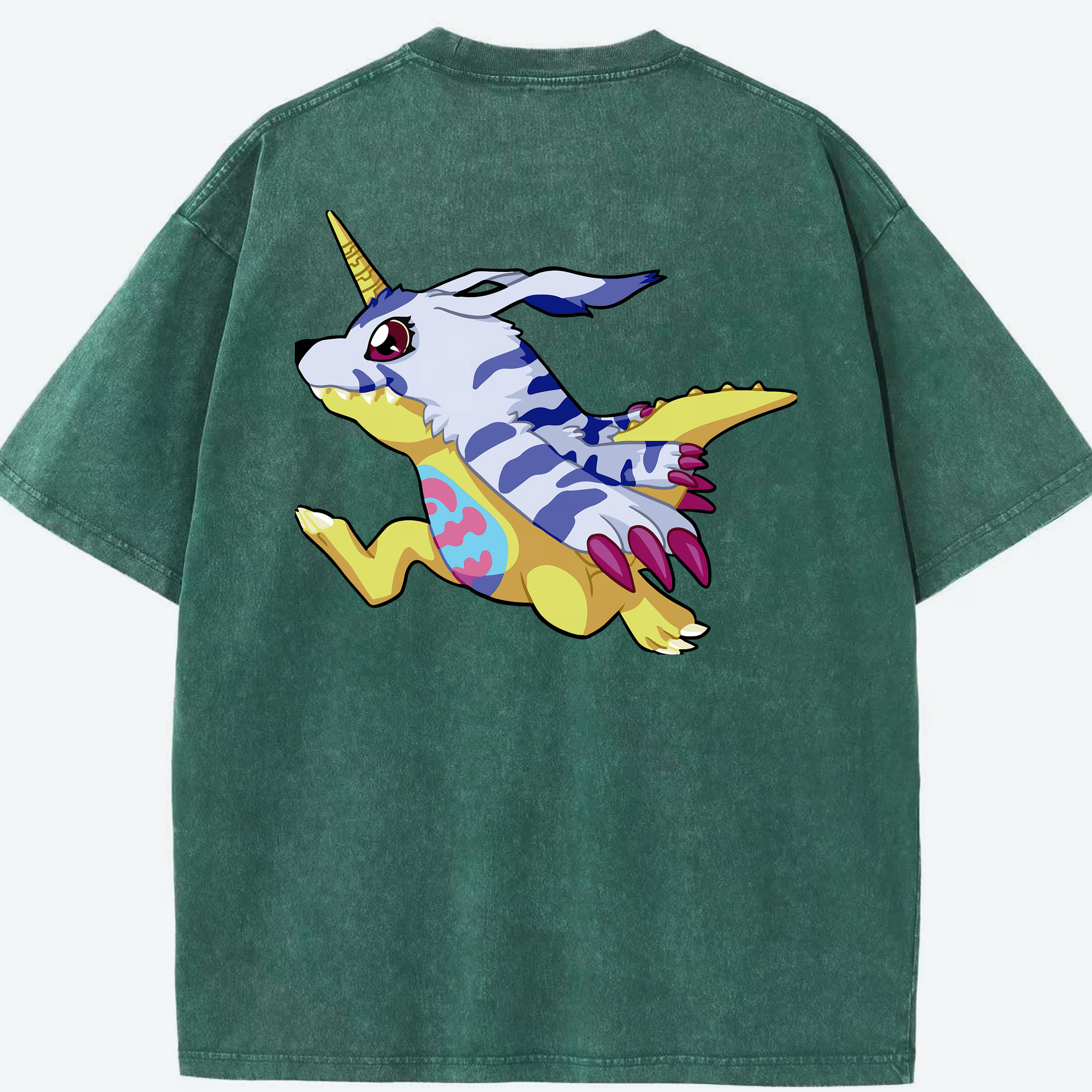 （画像用） Digimon デジタルモンスター/デジモン 綿100% ヴィンテージ風 半袖Tシャツ（背面プリント）
